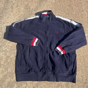 Vintage Polo Ralph Lauren Navy Track Jacket with Red Logo heavy weight